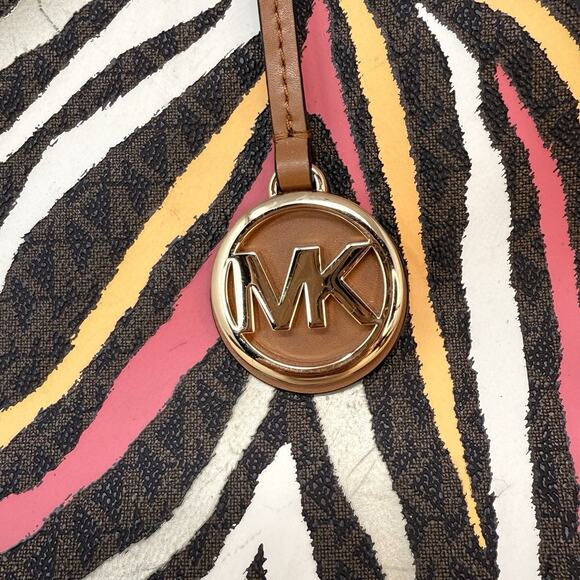 Michael Kors Signature Eva Colorful Zebra Print Tote With Snap Pouch - Picture 6 of 16